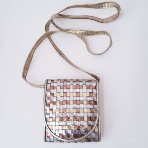 Vintage Tricolor Woven Wallet Crossbody Bag